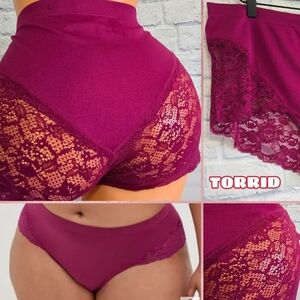 Torrid Maroon Lace Microfiber Sexy Brief Panties Plus Size 3X New